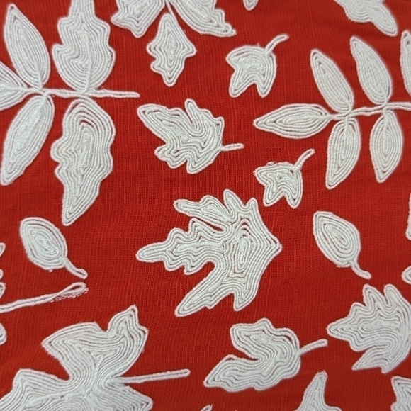 Carolina K Kuna Embroidered A-Line Midi Dress Red Sz Small resort cottagecore - Picture 8 of 13